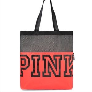 New. Pink Victoria’s Secret Neon Red Mesh tote.